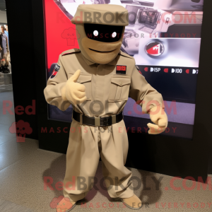 Beige Gi Joe mascot costume...