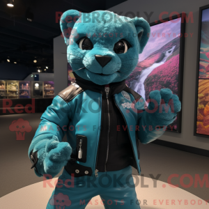 Teal Jaguarundi mascot...