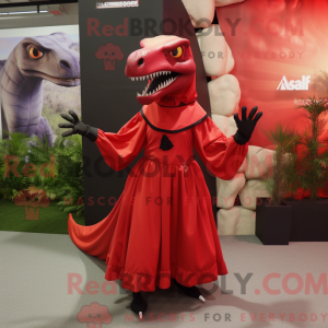 Rød Allosaurus maskot...