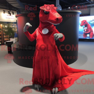 Rød Allosaurus maskot...