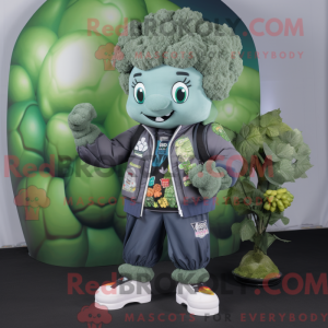Grå Broccoli maskot kostume...