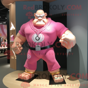 Pink Strongman mascot...