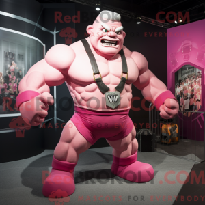 Pink Strongman mascot...