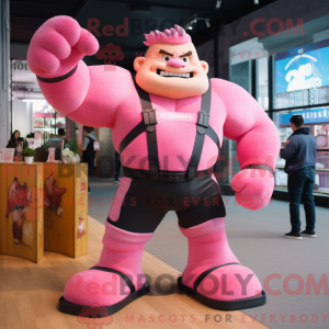 Pink Strongman maskot...