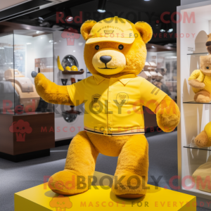 Gul bamse maskot kostume...