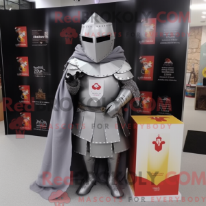 Gray Medieval Knight mascot...