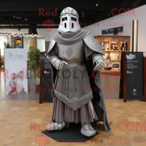 Gray Medieval Knight mascot...