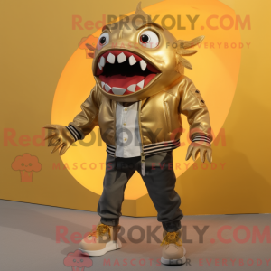 Gold Piranha mascot costume...