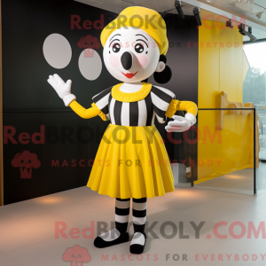 Gul Mime maskot kostume...
