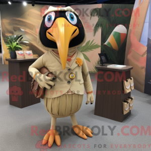 Tan Toucan maskot kostume...