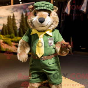 Olive Marmot mascot costume...