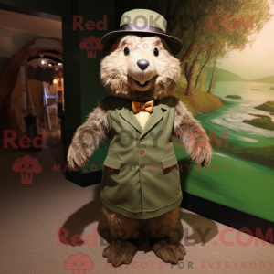 Olive Marmot mascot costume...