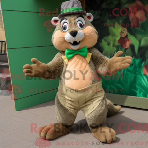 Olive Marmot mascot costume...