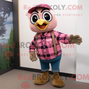 Pink Quail maskot kostume...
