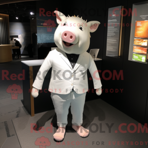 Hvid gris maskot kostume...