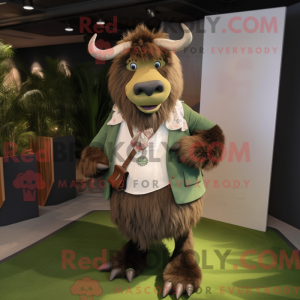 Olive Yak mascot costume...