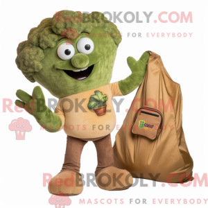 Tan Broccoli maskot kostume...