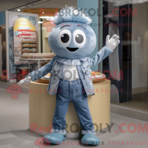 Silver Donut mascot costume...