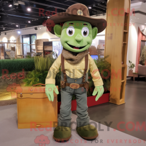 Olive Cowboy mascot costume...