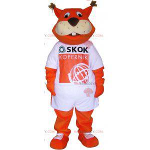 Pomarańczowy lis maskotka na sobie t-shirt - Redbrokoly.com