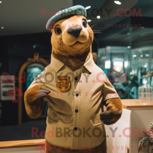 Tan Sea Lion mascot costume...