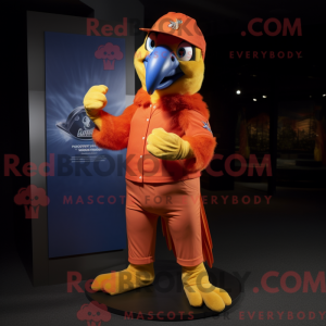 Orange Macaw mascot costume...