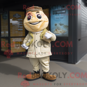 Beige Fish And Chips mascot...