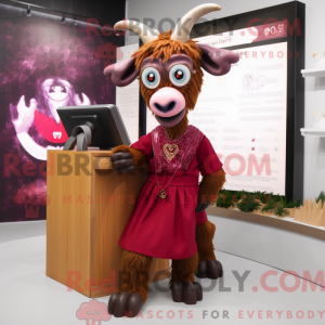 Maroon Goat mascot costume...