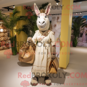 Beige Donkey mascot costume...
