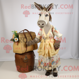 Beige Donkey mascot costume...