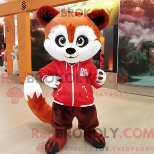 Cream Red Panda mascot...