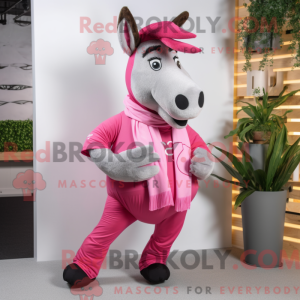 Pink Donkey mascot costume...