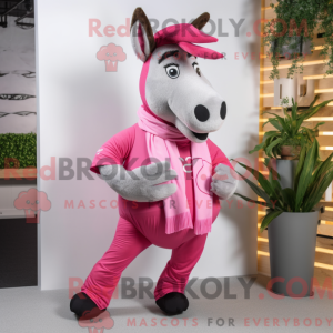 Pink Donkey maskot kostume...