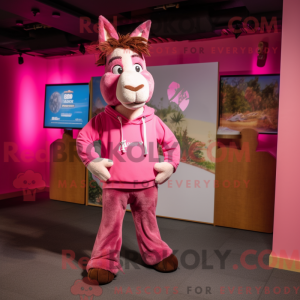 Pink Donkey mascot costume...