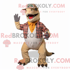 Beige Allosaurus maskot...