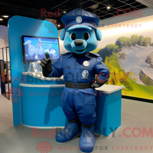 Cyan Navy Soldier mascot...