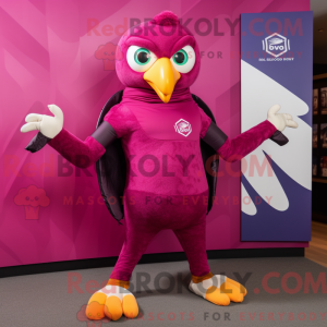 Magenta Hawk maskot kostume...