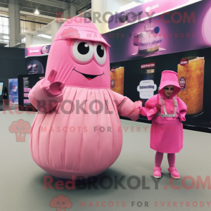 Rosa granatmaskotdraktfigur...