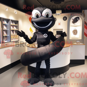 Sort Snake maskot kostume...