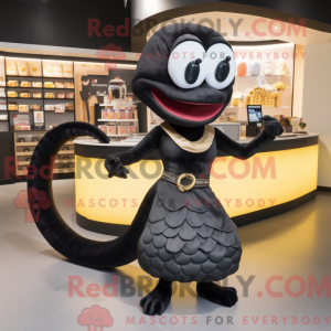 Sort Snake maskot kostume...