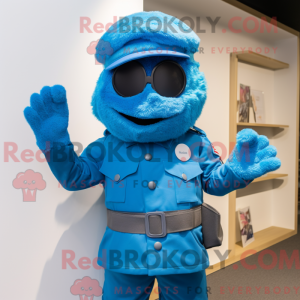 Blå Commando maskot kostume...