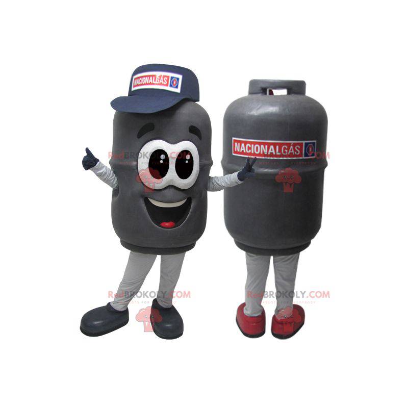 Meget realistisk grå gasflaske maskot - Redbrokoly.com