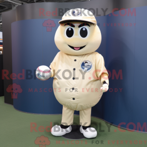 Cream Baseball Ball maskot...