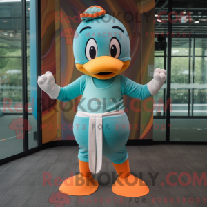 Teal Apricot mascot costume...