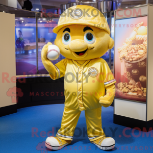 Gold Baseball Ball mascot...