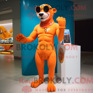 Orange Panther mascot...