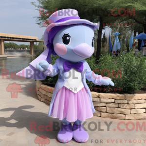 Lavendel delfin maskot...