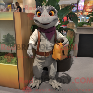 Grå Geckos maskotdraktfigur...