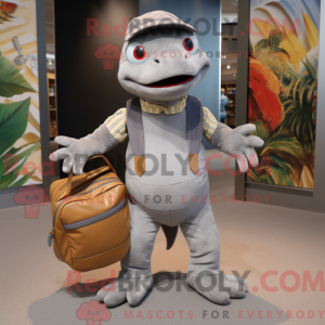 Grå Geckos maskotdraktfigur...