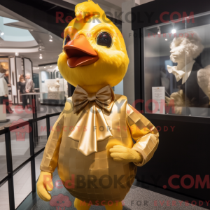 Gold Chicken mascot costume...